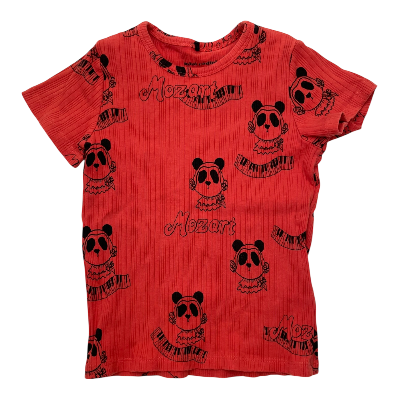 Mini Rodini rib t-shirt, mozart panda | 104/110cm