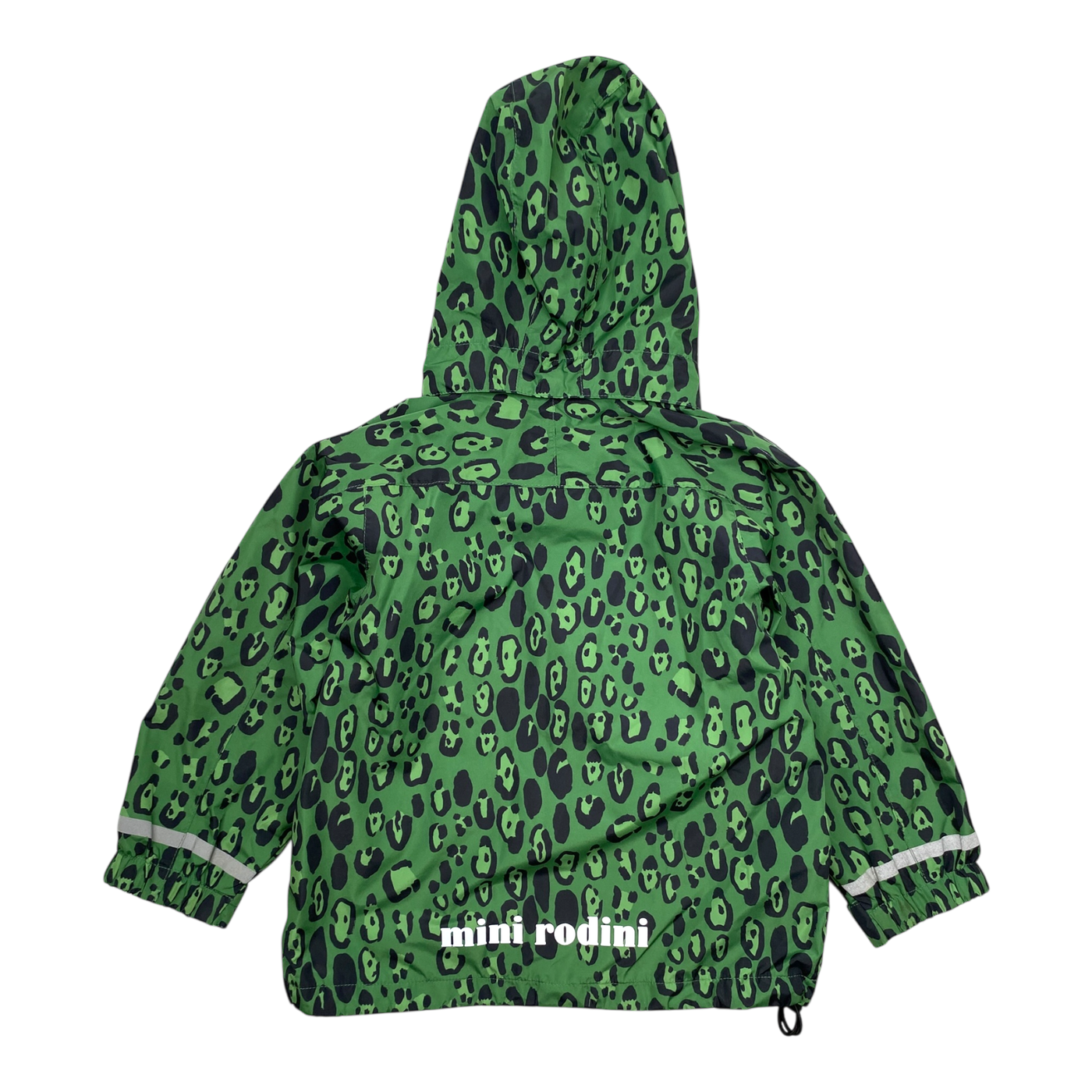 Mini Rodini midseason shell jacket, green leopard | 92/98cm