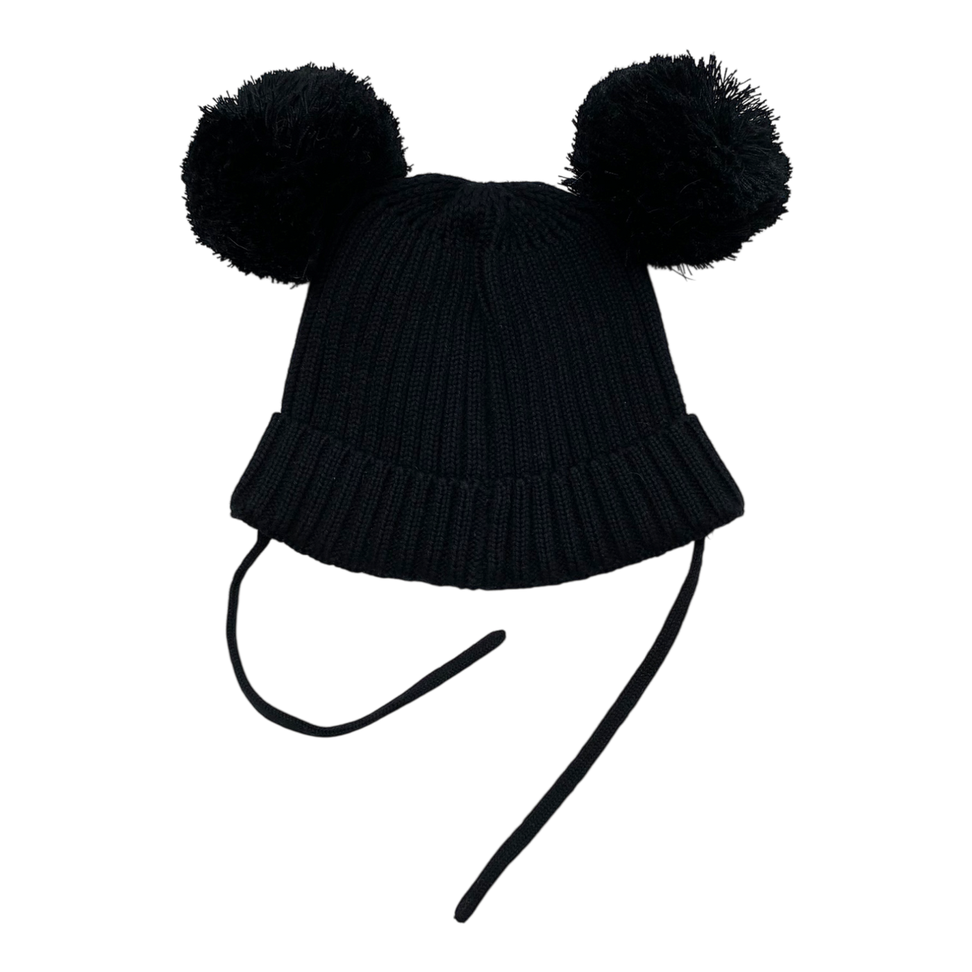 Mini Rodini pom knitted beanie, black | 44/46cm