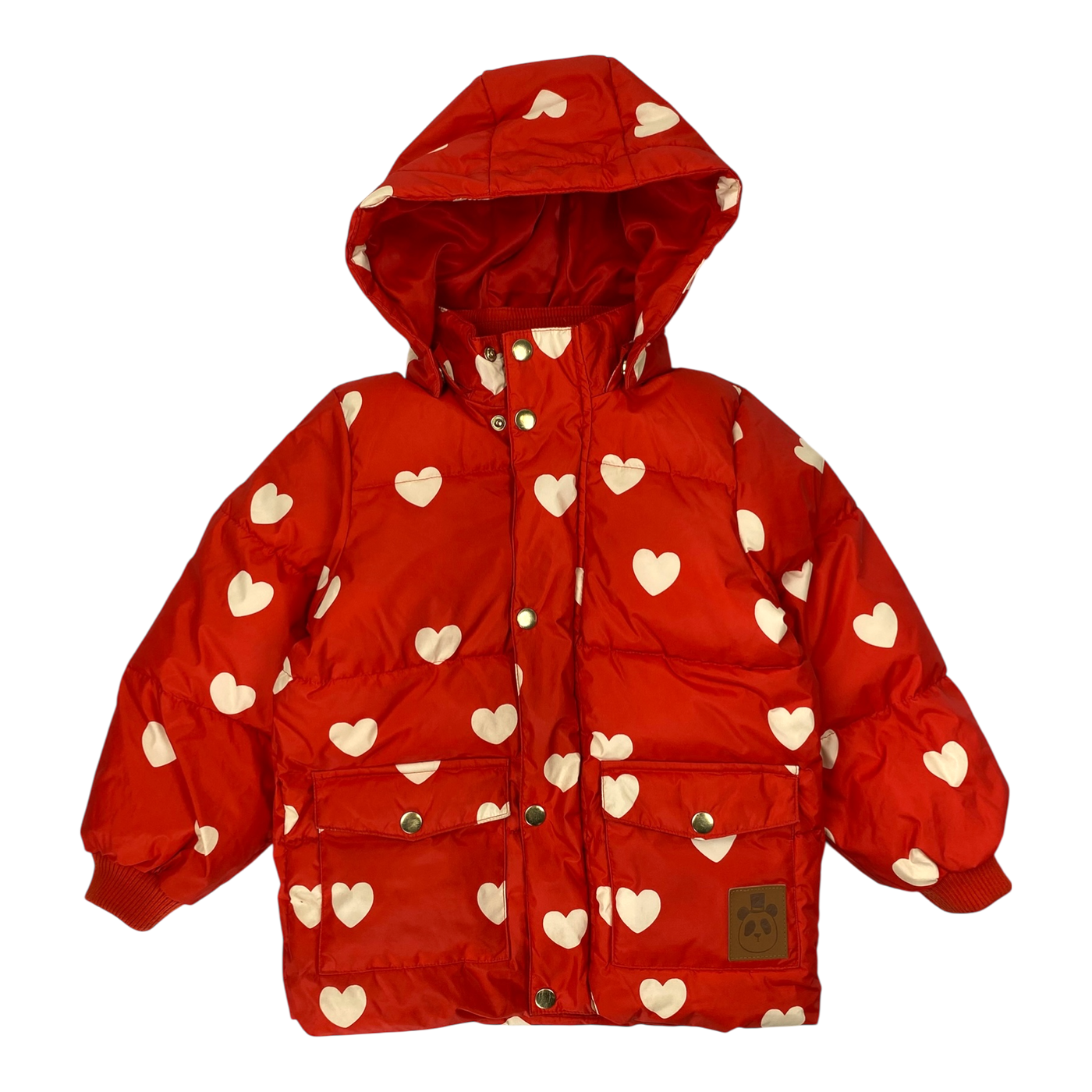 Mini Rodini puffer jacket, red hearts | 104/110cm