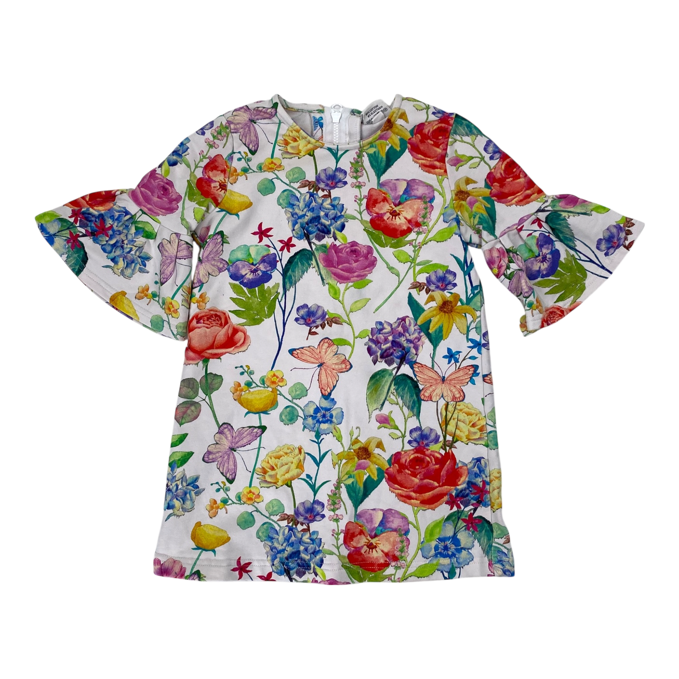 Metsola frill sleeve dress, flowers | 98/104cm