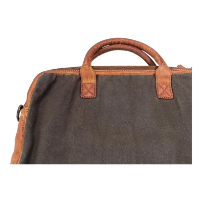 Harold's Bags canvas briefcase, khaki/cognac