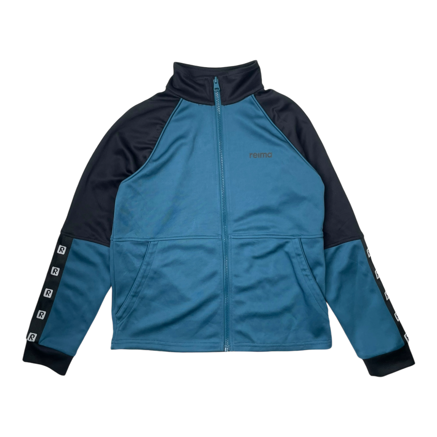 Reima verrari track suit jacket, black and teal | 152cm