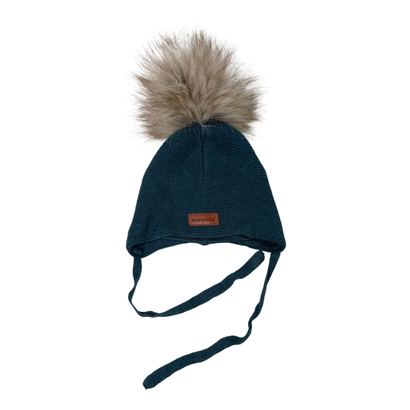 Metsola merino wool beanie with a pom, teal | 0-2m