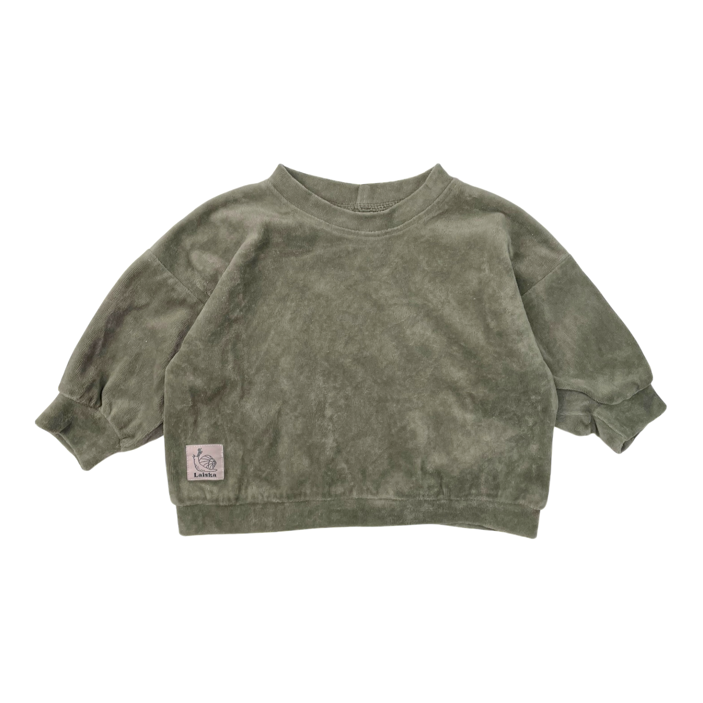 Laiska Ebba vide sweatshirt, sage green | 74/80cm