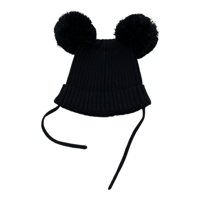 Mini Rodini pom knitted beanie, black | 44/46cm