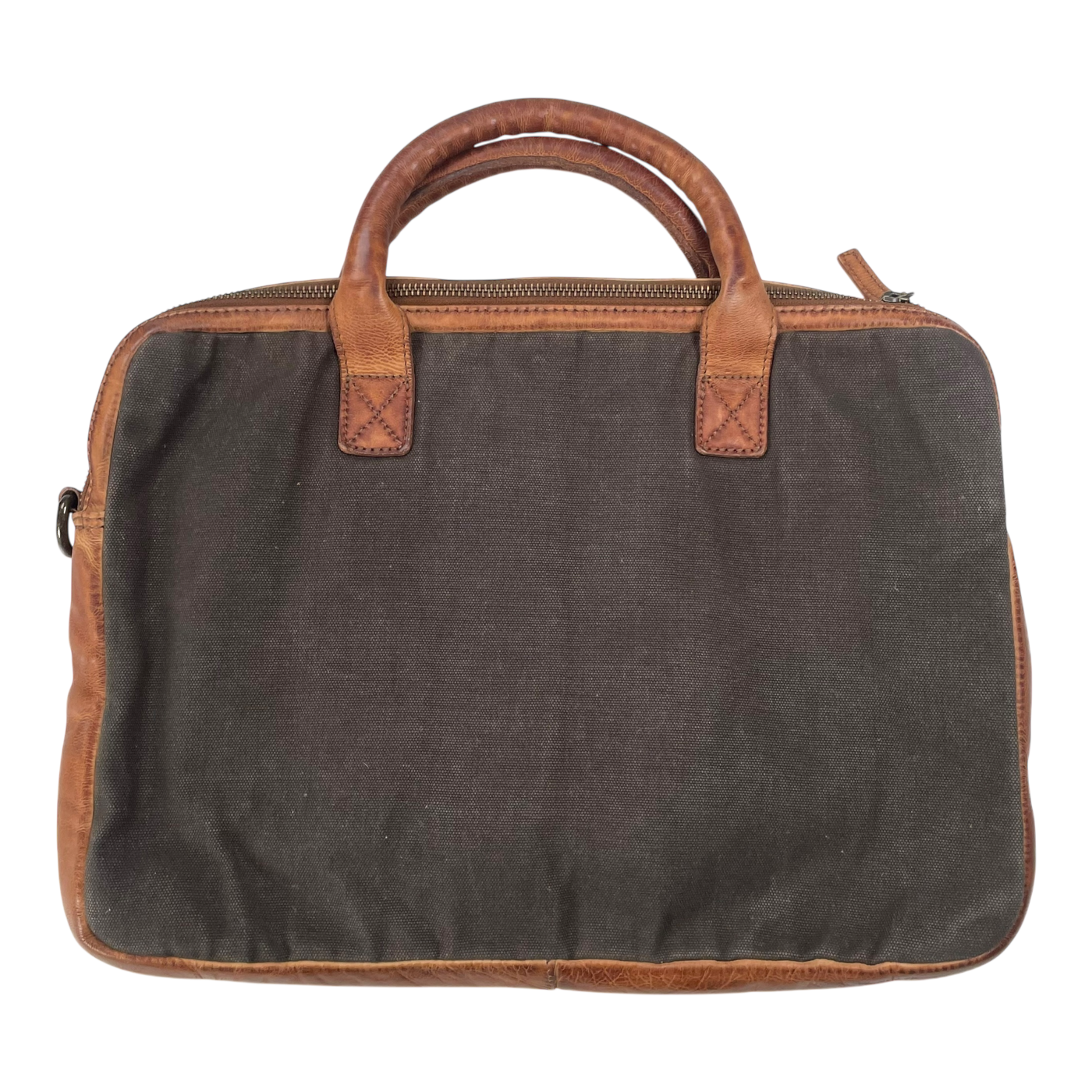 Harold's Bags canvas briefcase, khaki/cognac