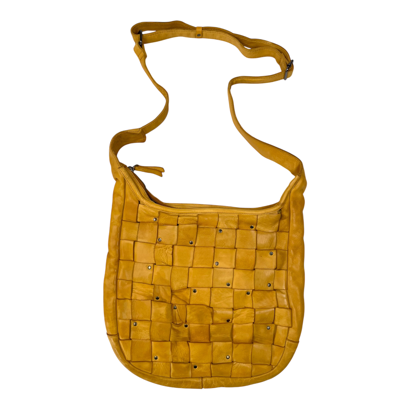 Harold's Bags leather braid pouch bag, yellow