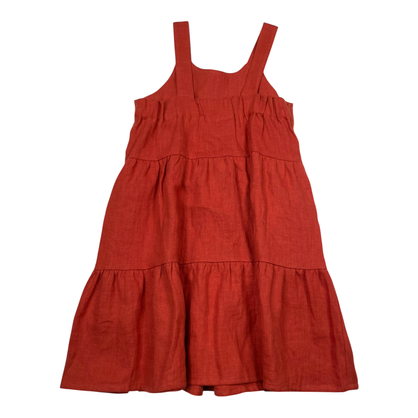 Nakoa linen ruffle dress, mahogany | 116/122cm