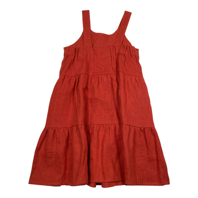 Nakoa linen ruffle dress, mahogany | 116/122cm