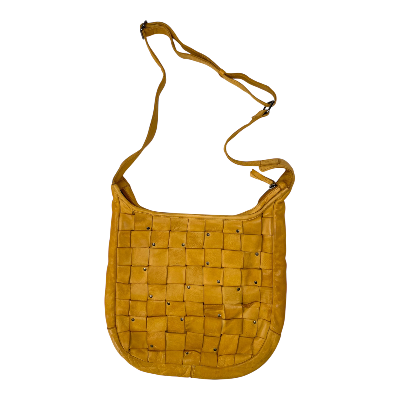 Harold's Bags leather braid pouch bag, yellow