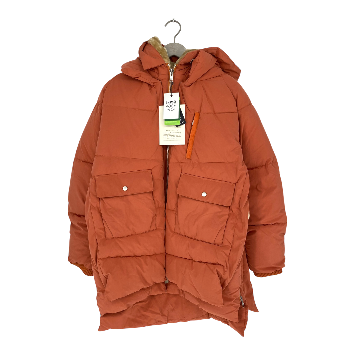 Embassy of Bricks and Logs Lyndon puffer jacket, tomato red | woman XL