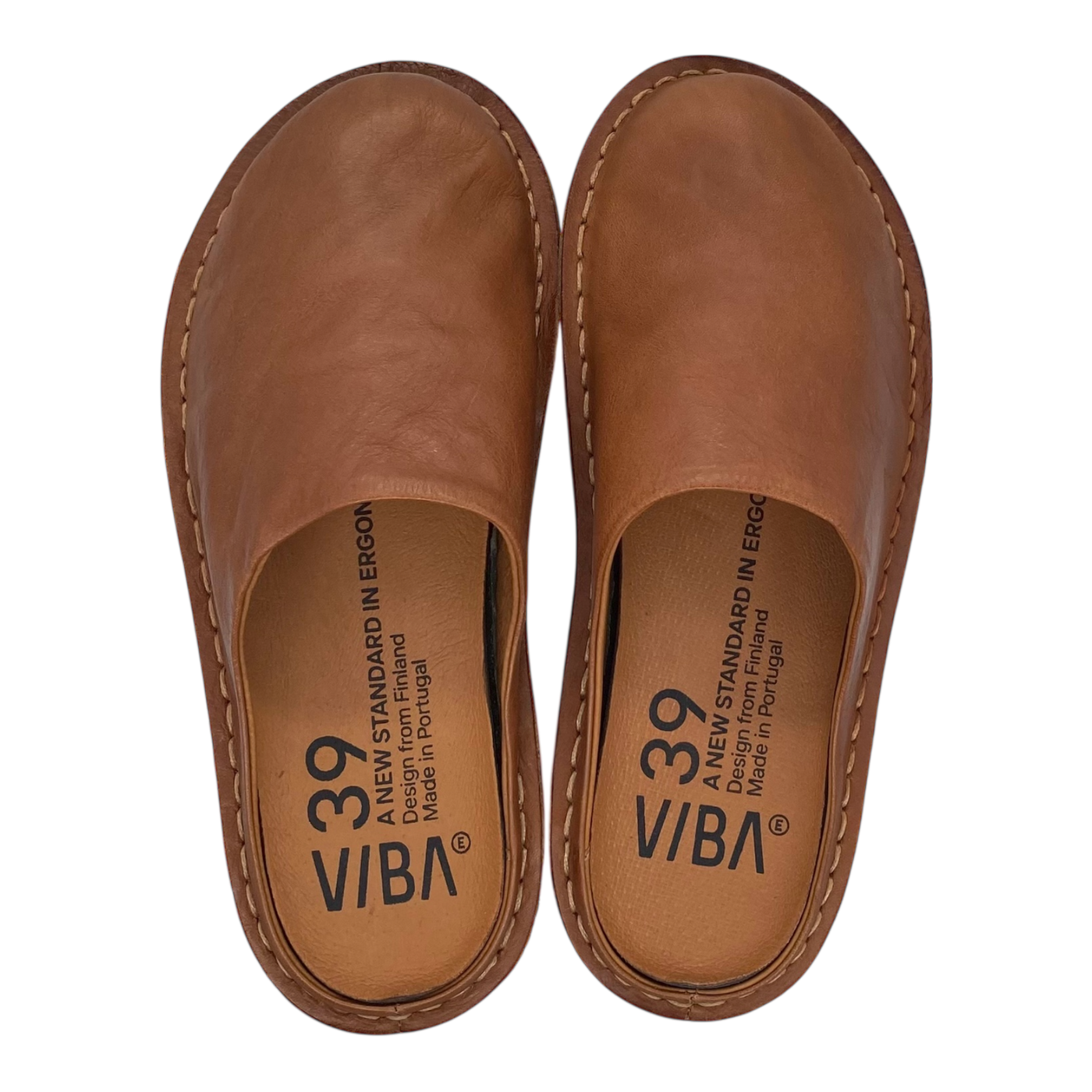 VIBAe Roma leather slippers, cognac brown | 39