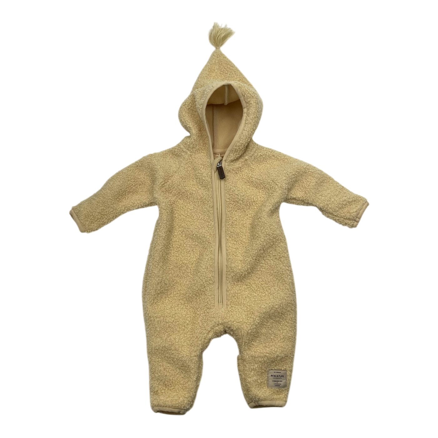 Mini A Ture matadel teddy fleece jumpsuit, lemon | 56cm