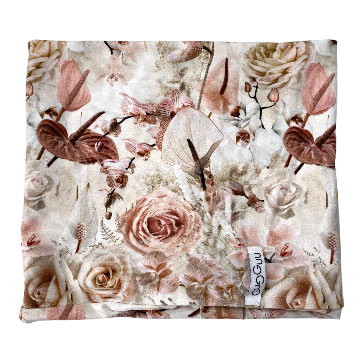 Gugguu beanie & scarf set, flowers | 52/53cm