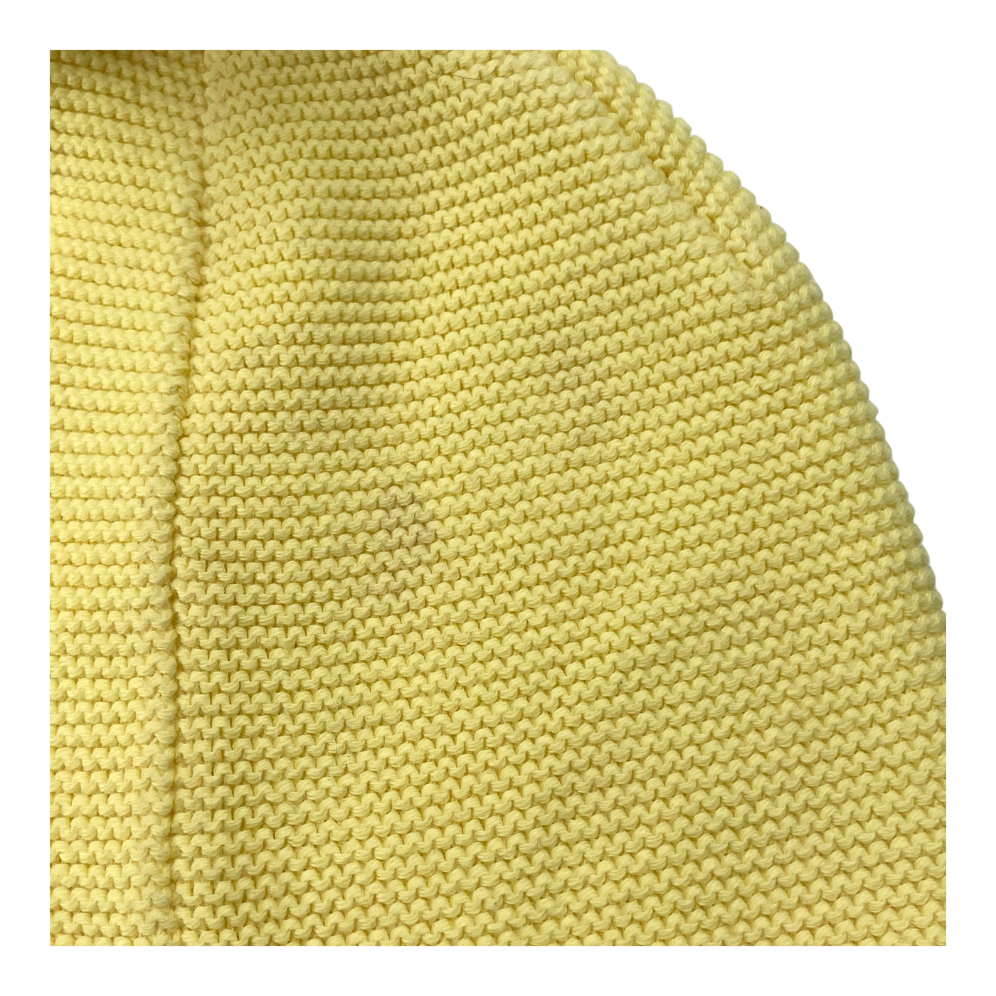 Metsola knitted cotton beanie with pom, yellow | 1-2y