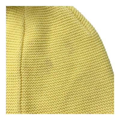 Metsola knitted cotton beanie with pom, yellow | 1-2y