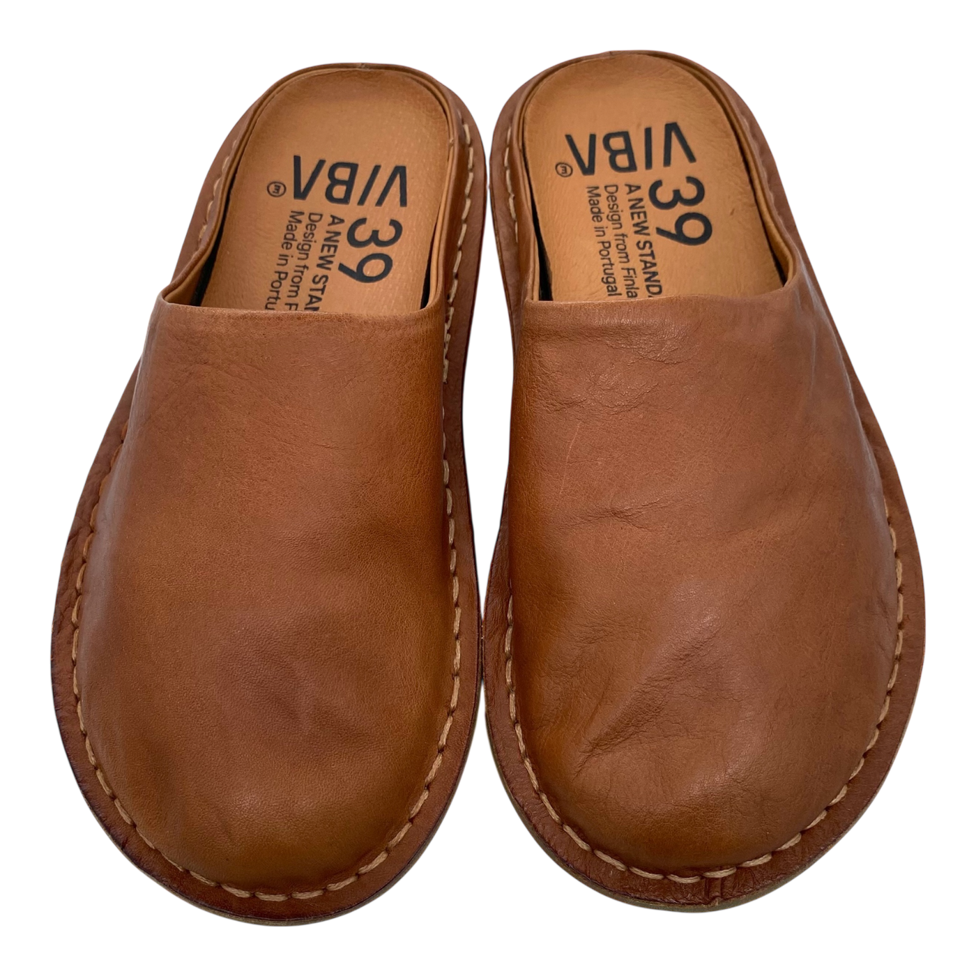 VIBAe Roma leather slippers, cognac brown | 39
