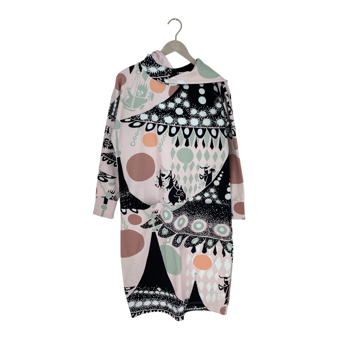 Papu giant split hoodie dress, pink & black | woman S