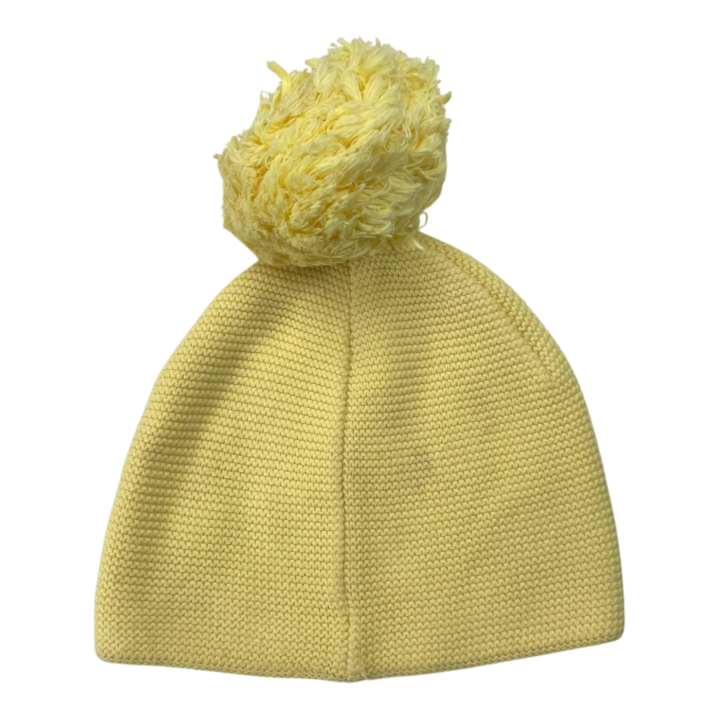 Metsola knitted cotton beanie with pom, yellow | 1-2y