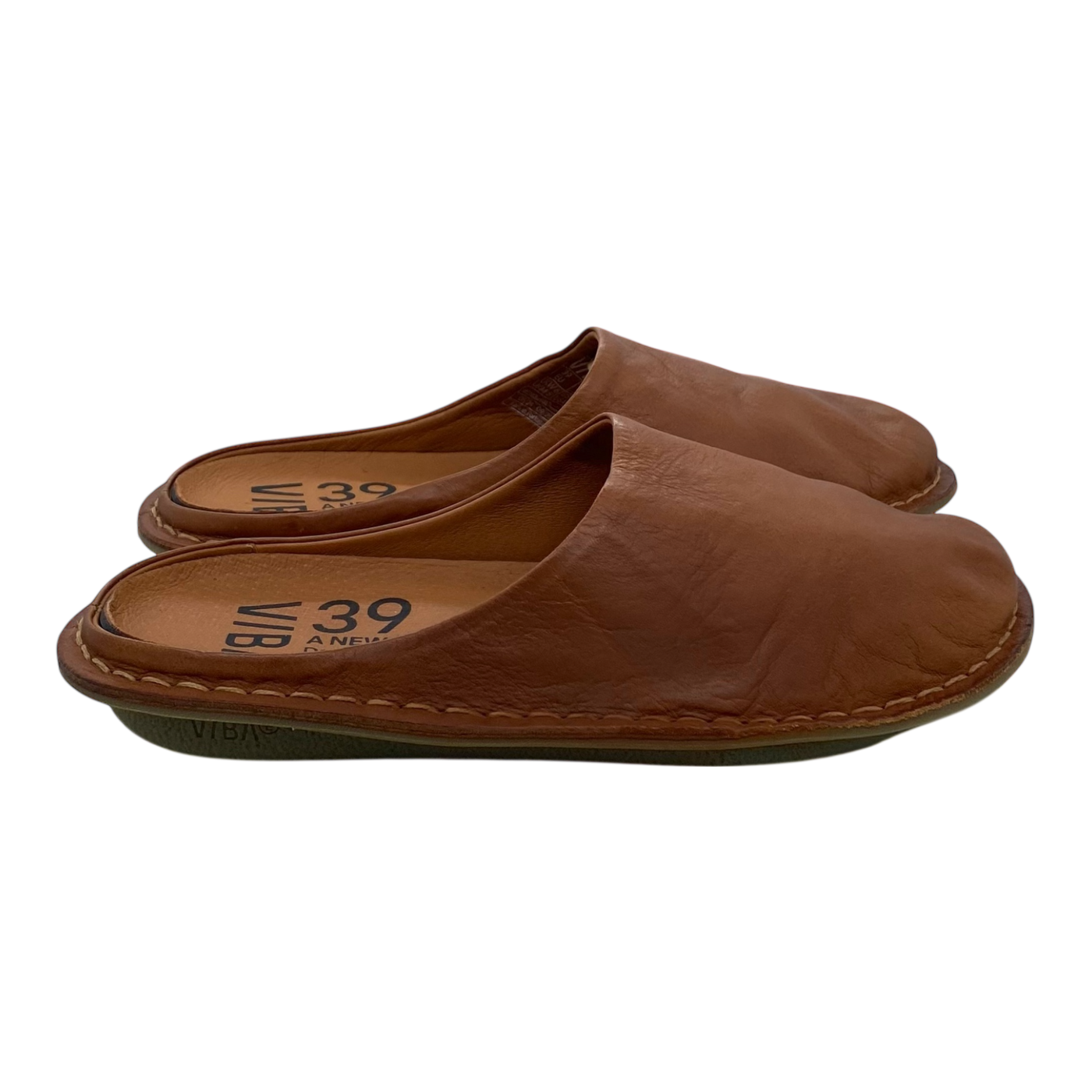 VIBAe Roma leather slippers, cognac brown | 39