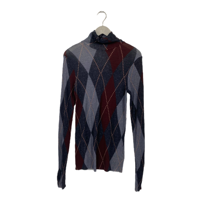 COS wool turtleneck shirt, argyle | woman L