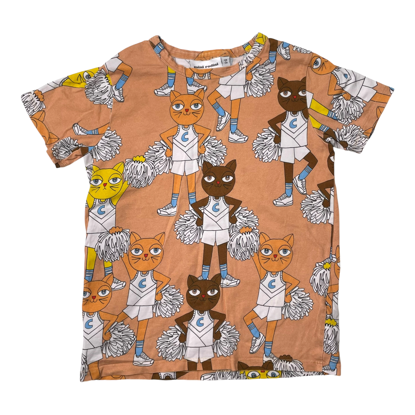 Mini Rodini t-shirt, cat cheerleader | 128/134cm