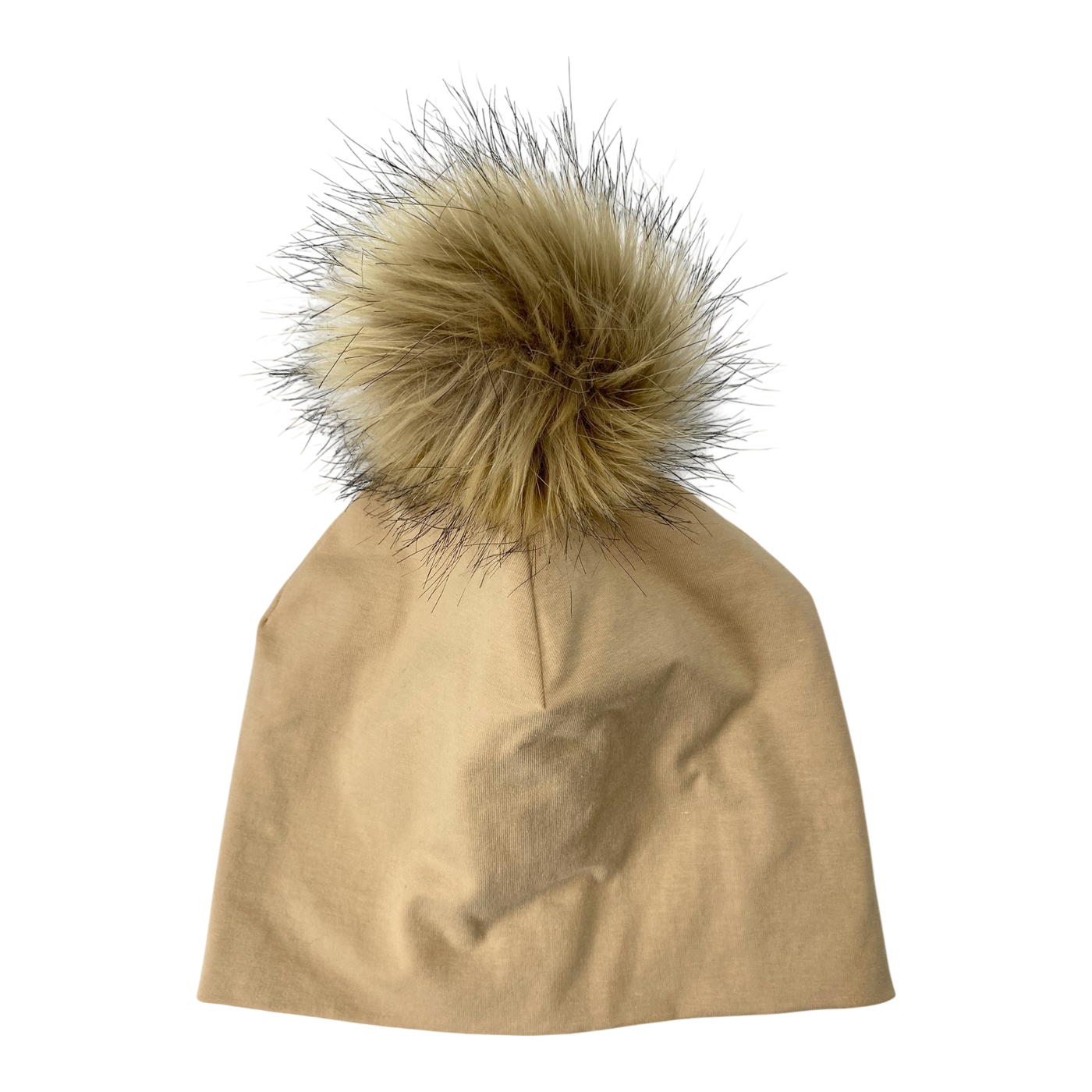 Metsola rib beanie with pom, tan | 7-8y
