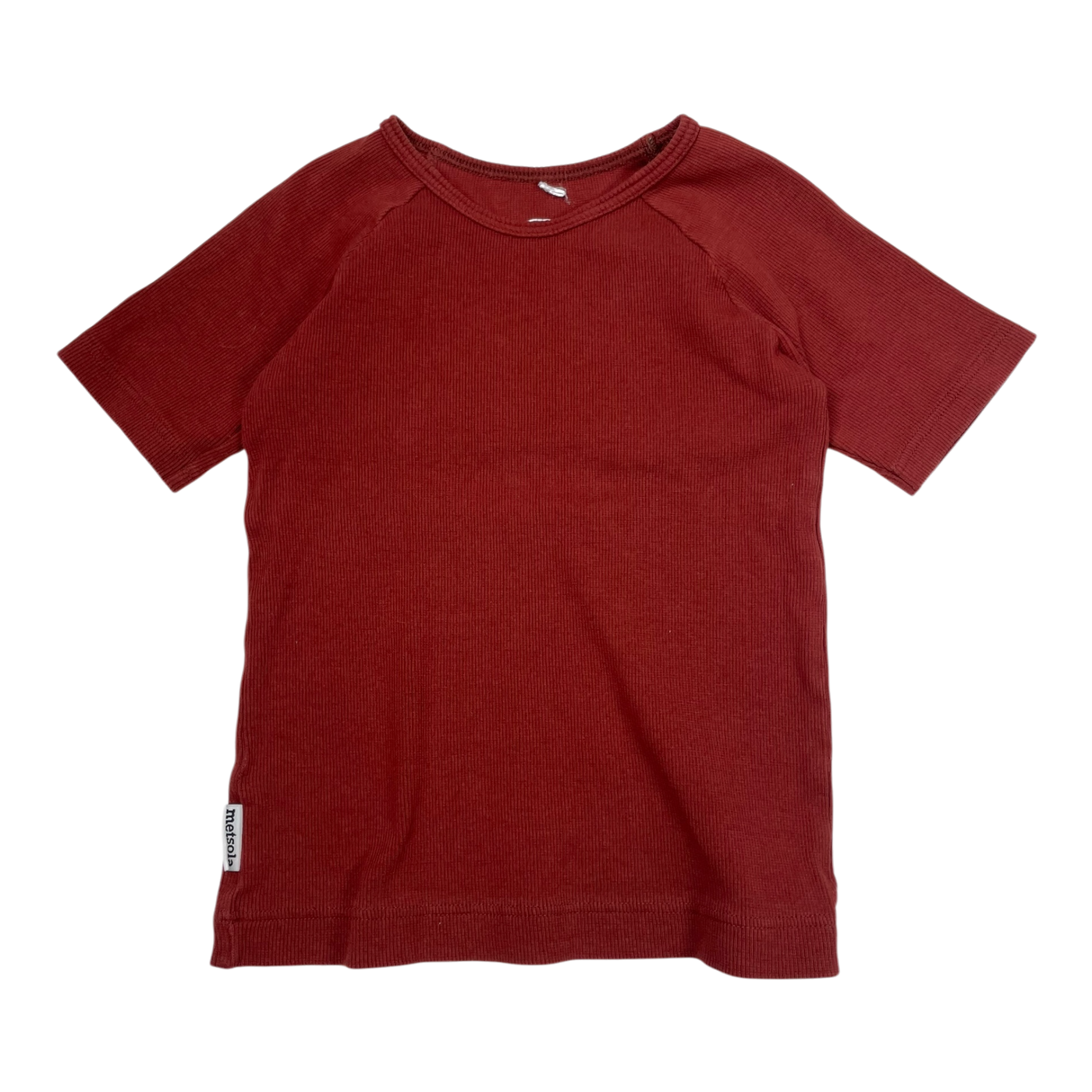 Metsola rib t-shirt, brown | 116cm