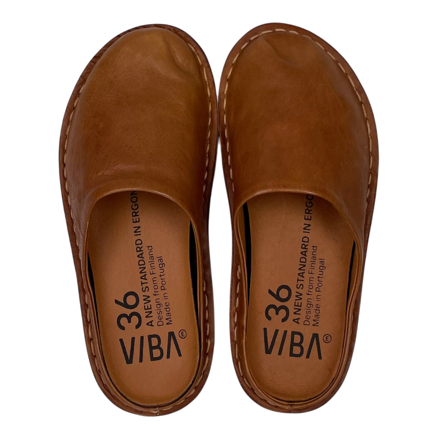 VIBAe Roma leather slippers, cognac brown | 36