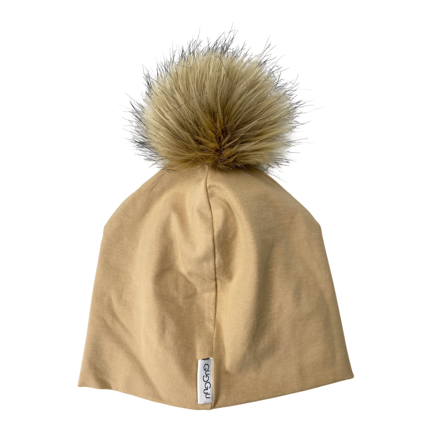 Metsola rib beanie with pom, tan | 7-8y