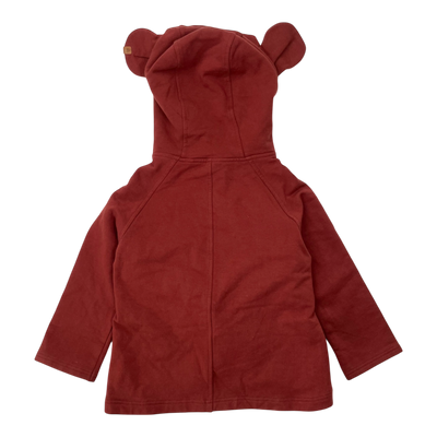 Metsola bear ear hoodie, mahogany | 86/92cm