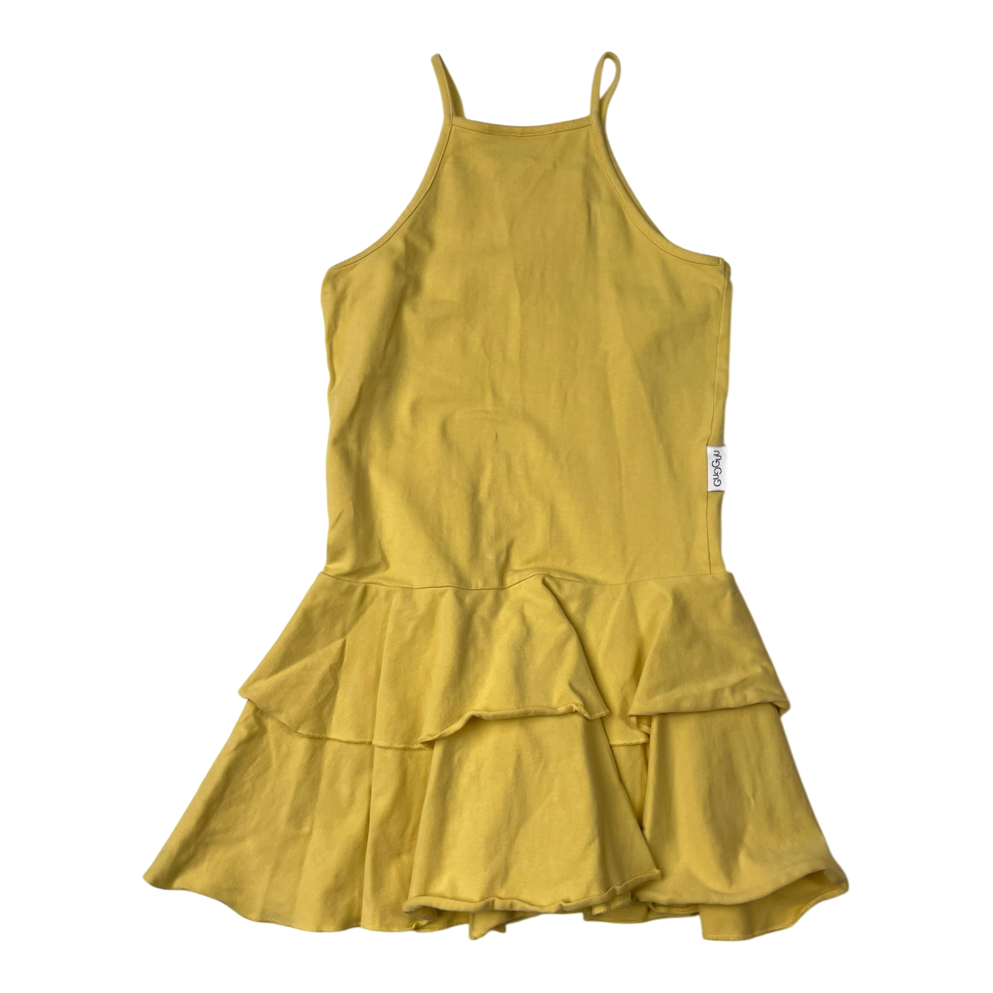 Gugguu spagetti frilla dress, lemon | 122cm