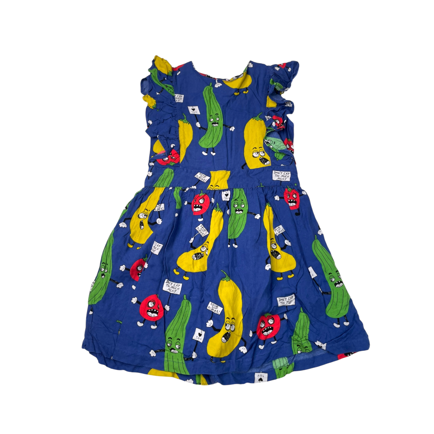 Mini Rodini woven dress, vegetables | 128/134cm