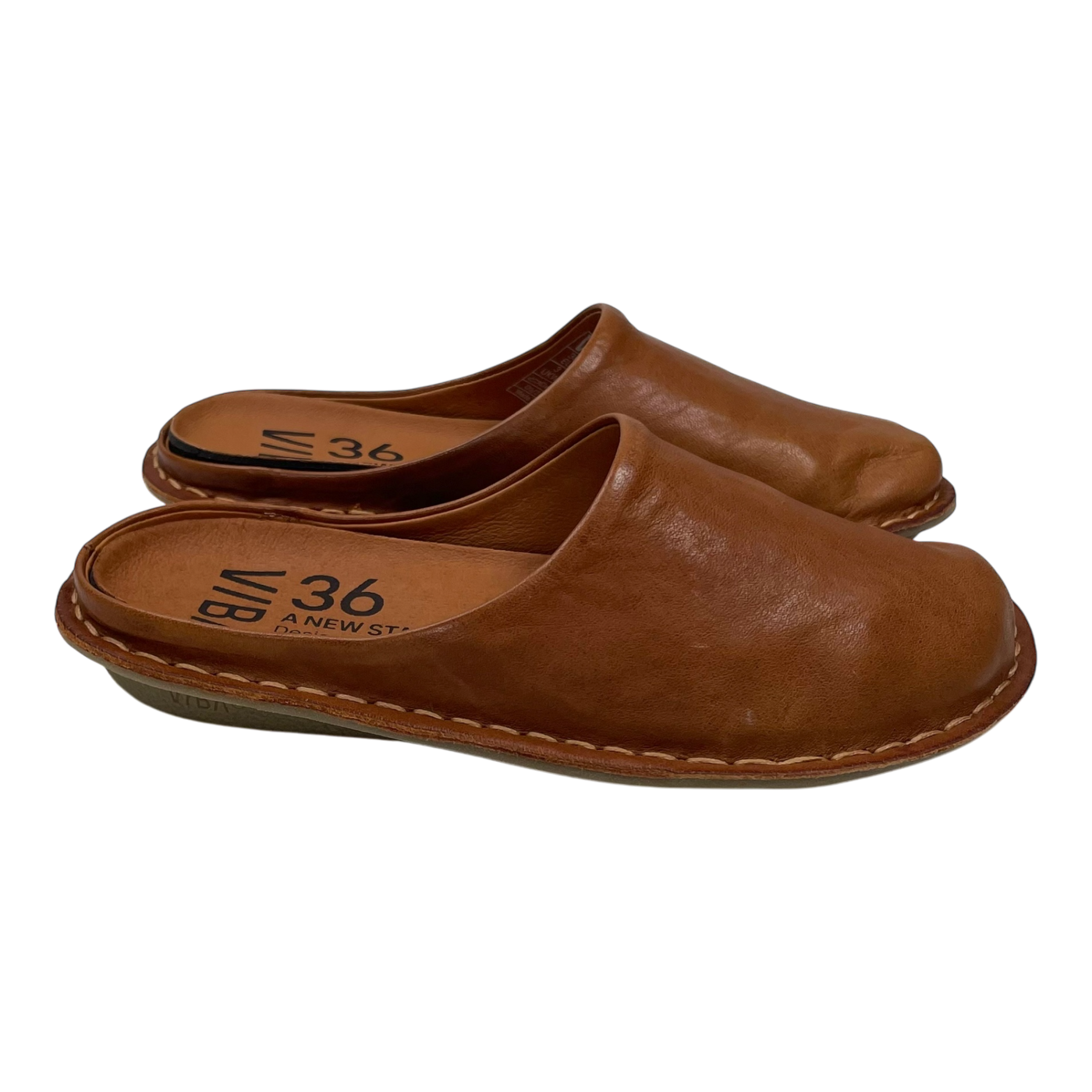 VIBAe Roma leather slippers, cognac brown | 36