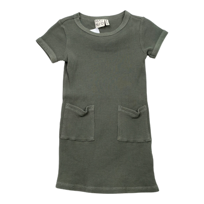 Mainio waffle dress, green | 86/92cm