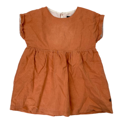 Kaiko linen dress, coral | 86/92cm
