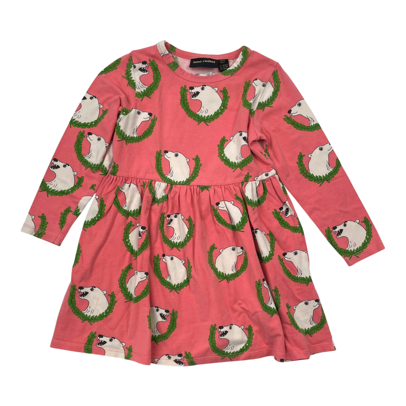 Mini Rodini dress, pink bear | 104/110cm