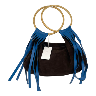 LUMI suede fringe bag, brown