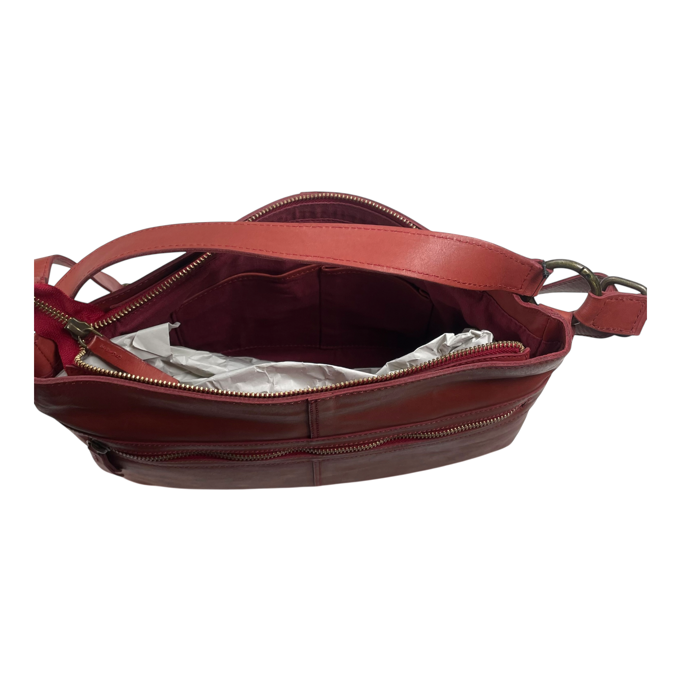 Harold's Bags leather submarine shopper, red