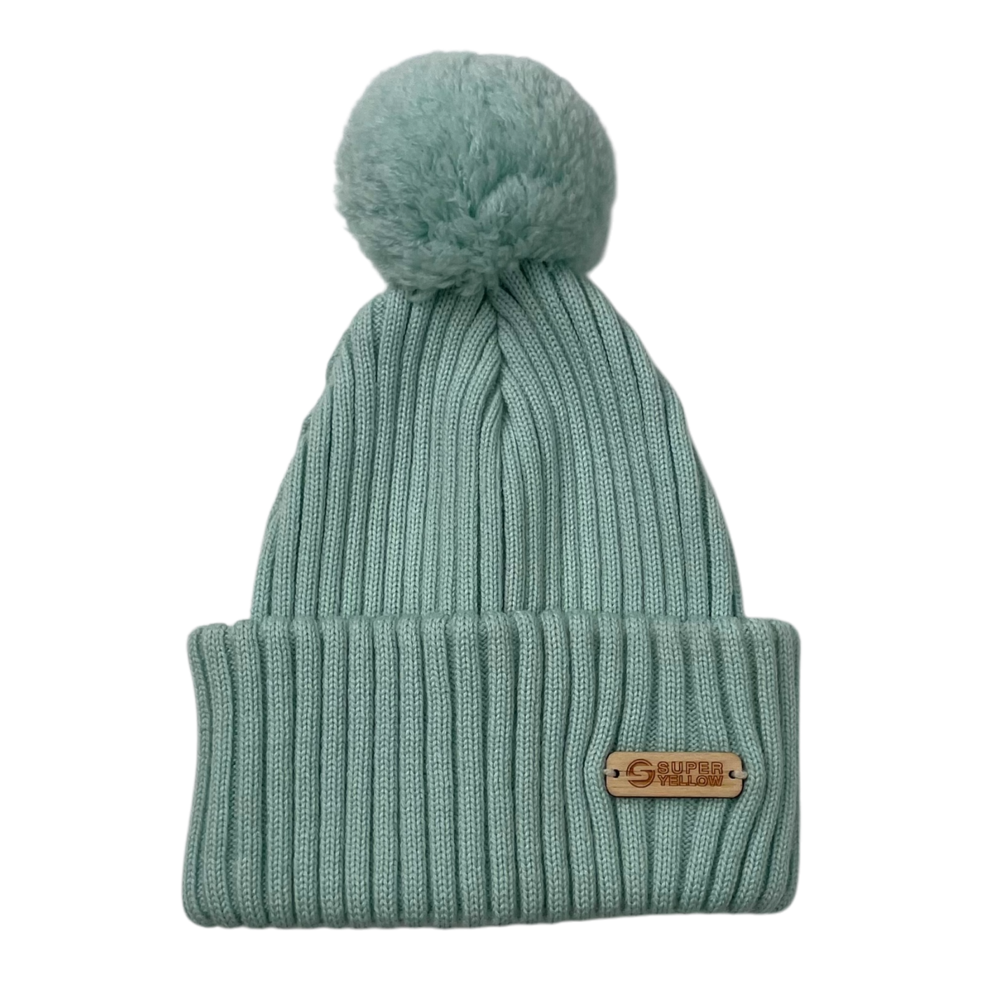 Superyellow junior pom merino beanie, mint | kids onesize