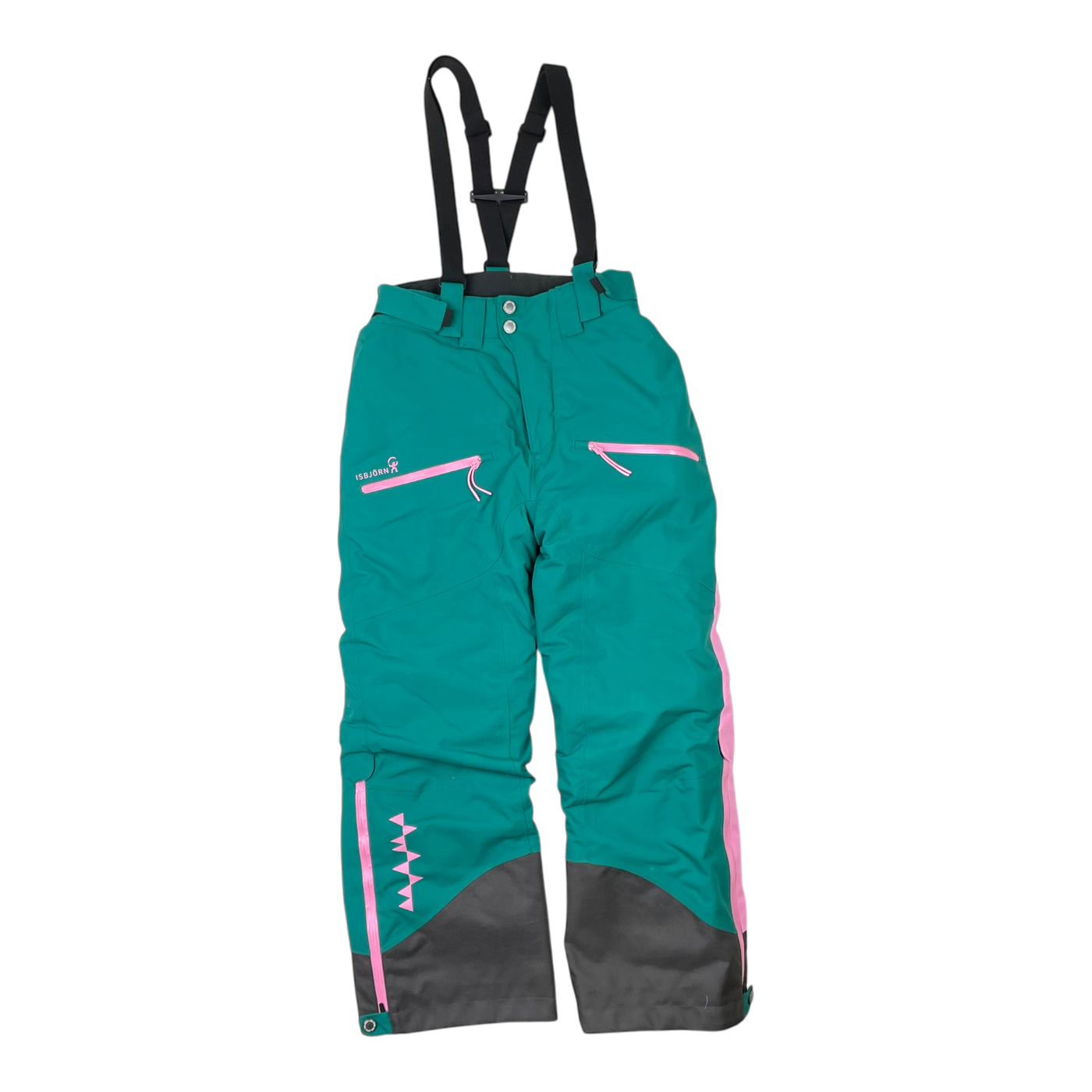 Isbjörn offpist ski winter pants, pink/green | 134/140cm