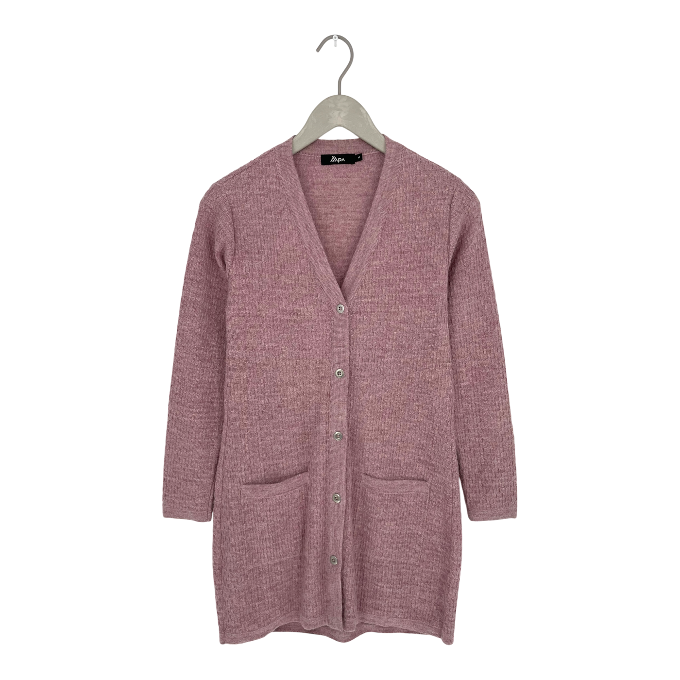 Alpa alpaca drizzle cardigan, mauve | woman S