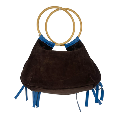 LUMI suede fringe bag, brown