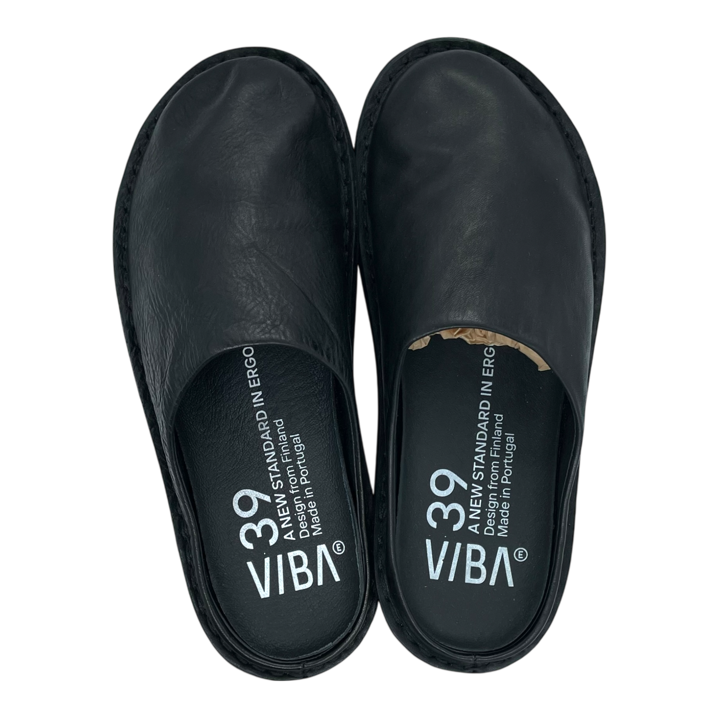 VIBAe Roma leather slippers, preto black | 39