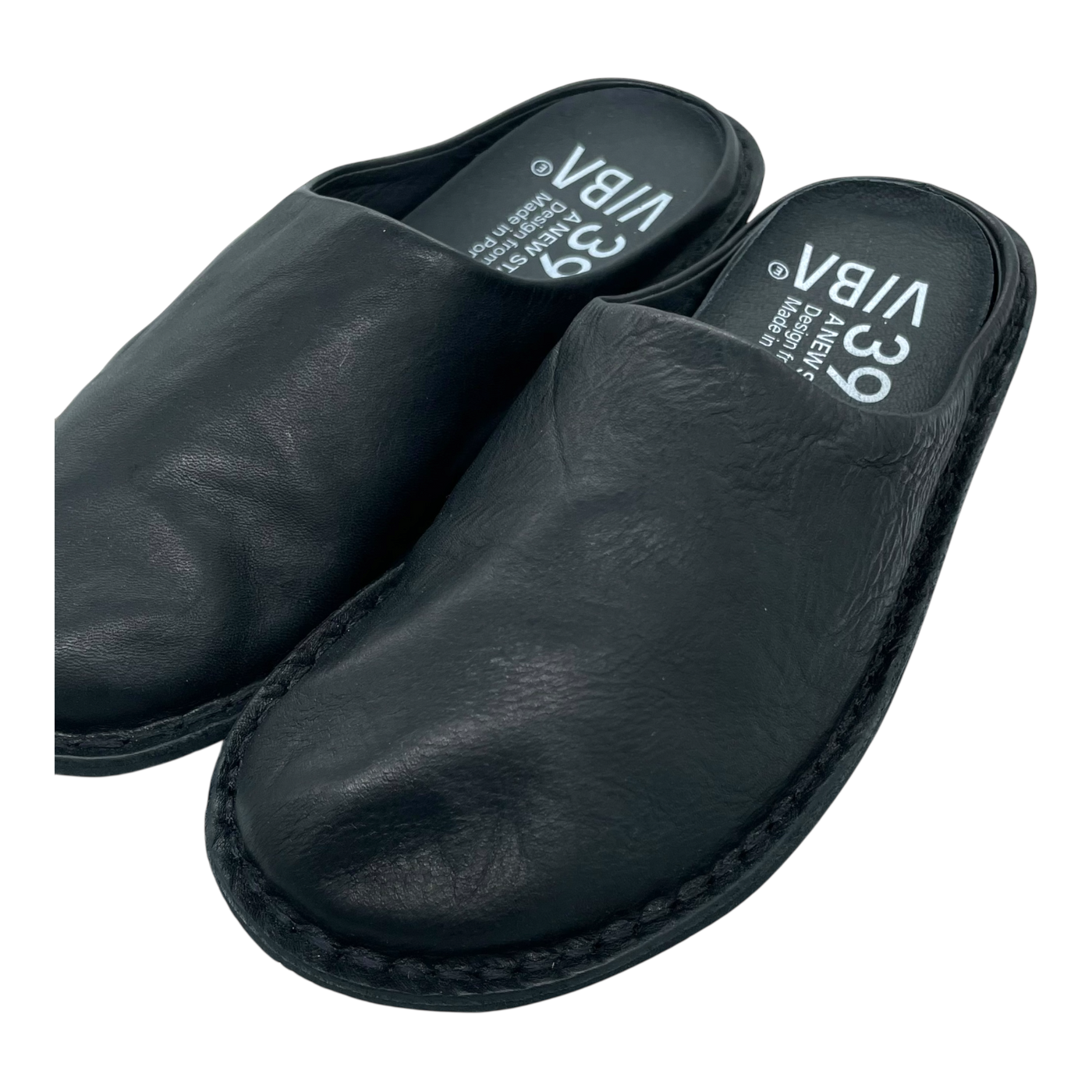 VIBAe Roma leather slippers, preto black | 39