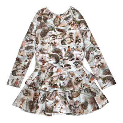 Gugguu frilla dress, hedgehog print | 122cm
