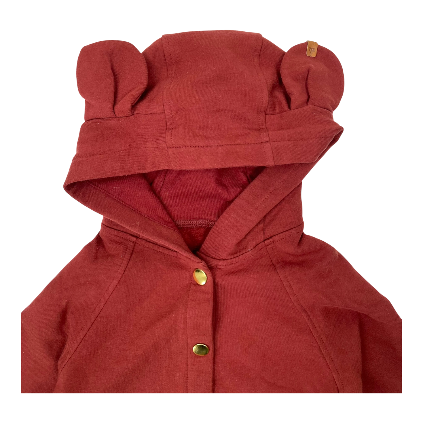 Metsola bear ear hoodie, mahogany | 86/92cm