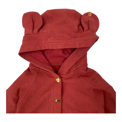 Metsola bear ear hoodie, mahogany | 86/92cm