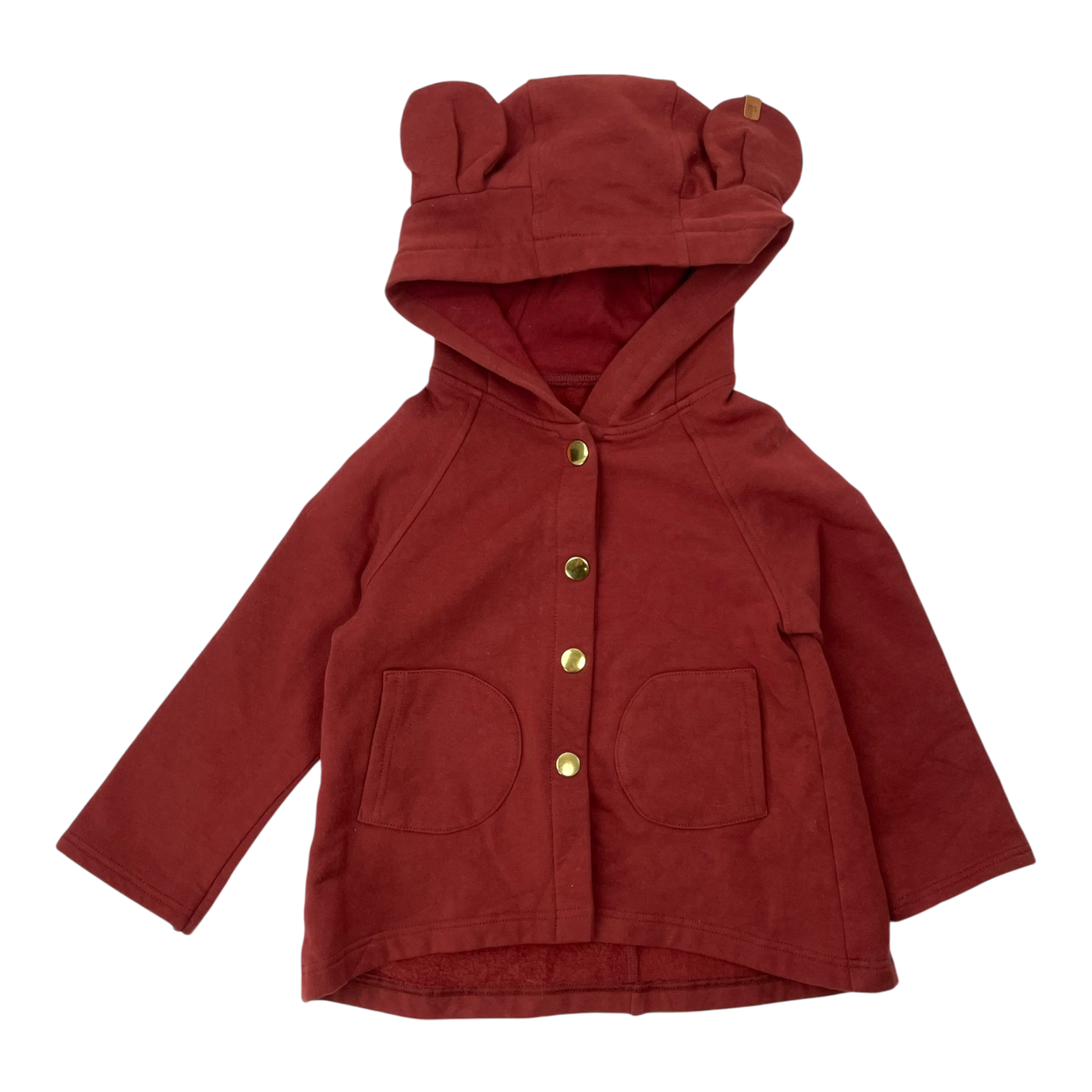 Metsola bear ear hoodie, mahogany | 86/92cm
